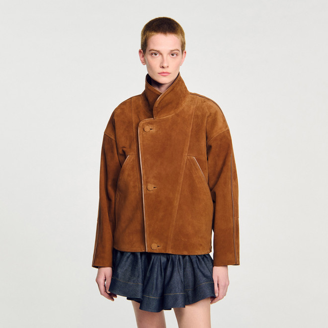 Oversized suede jacket - Brown