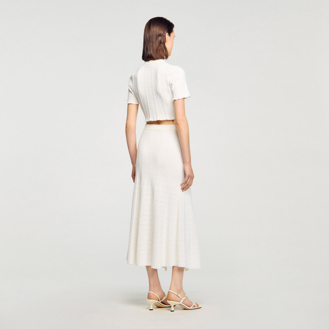Pointelle knit maxi skirt - Ecru