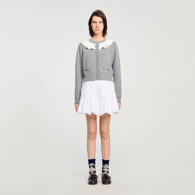 Cardigan with contrast collar - Grey