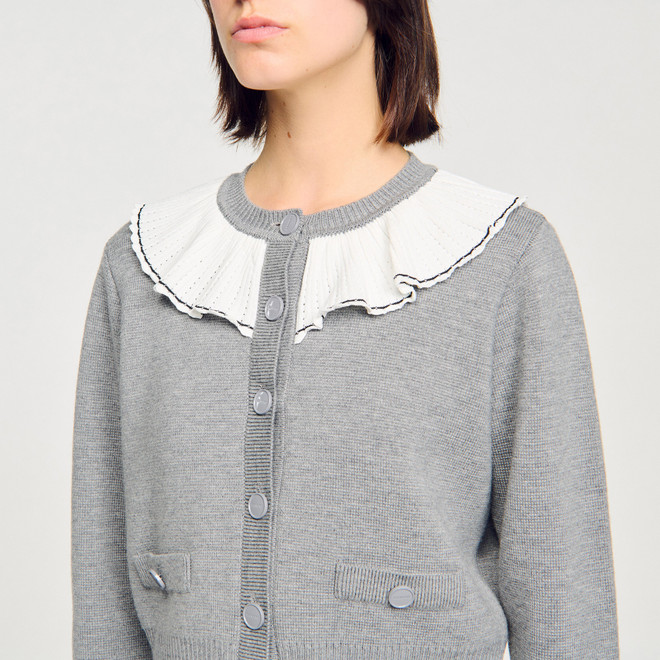 Cardigan with contrast collar - Grey