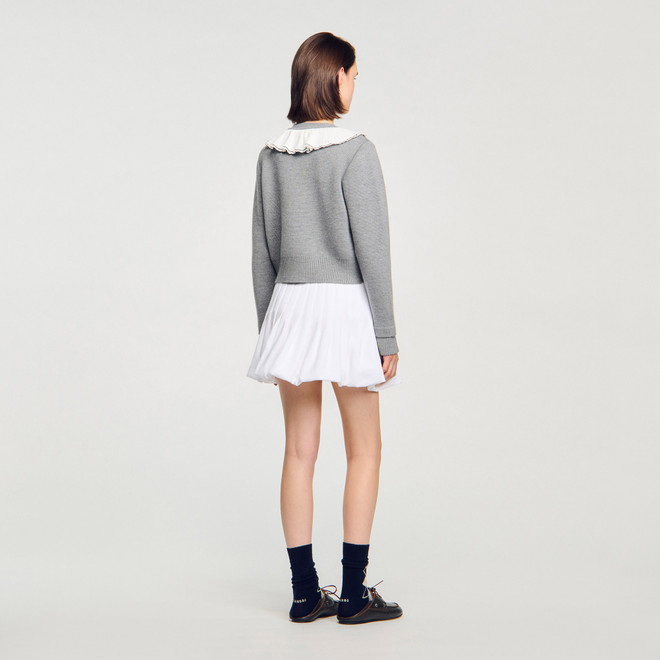 Cardigan with contrast collar - Grey
