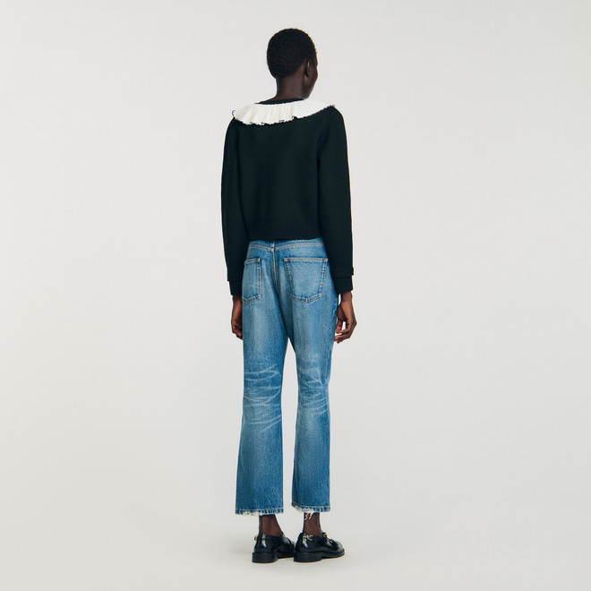 Cardigan with contrast collar - Black