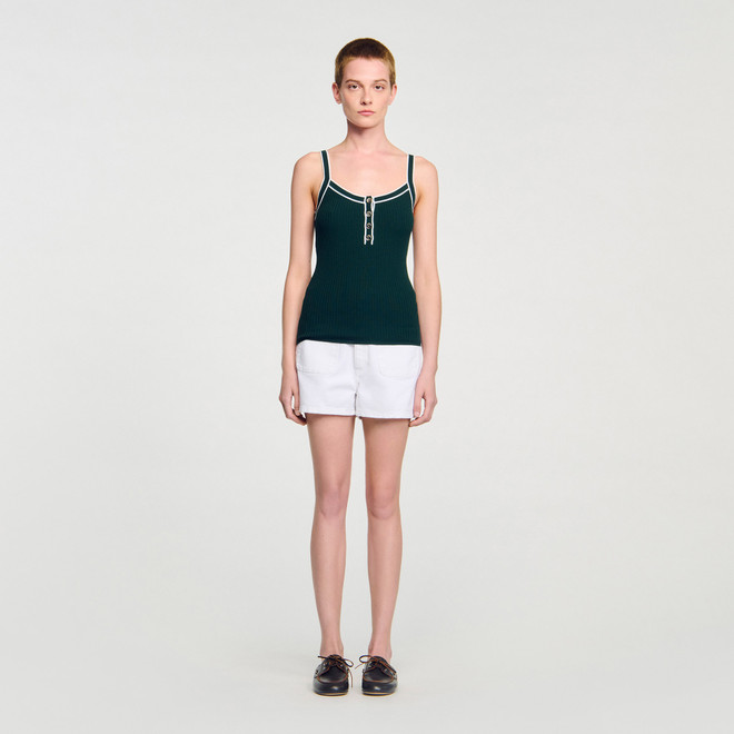 Two tone knit vest top - Green