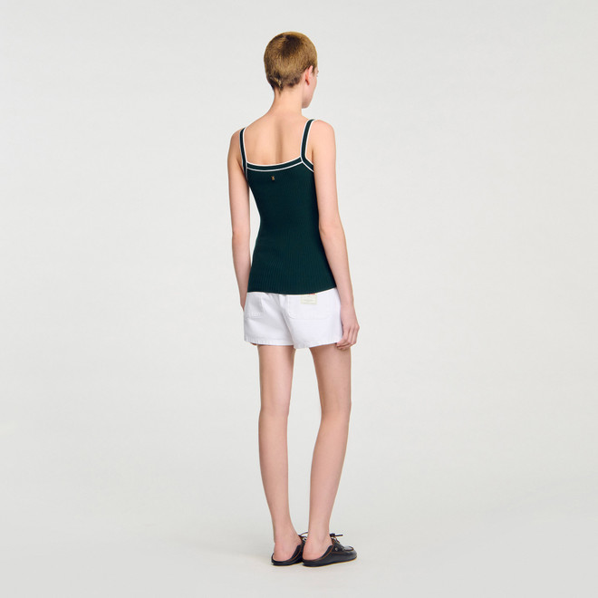 Two tone knit vest top - Green