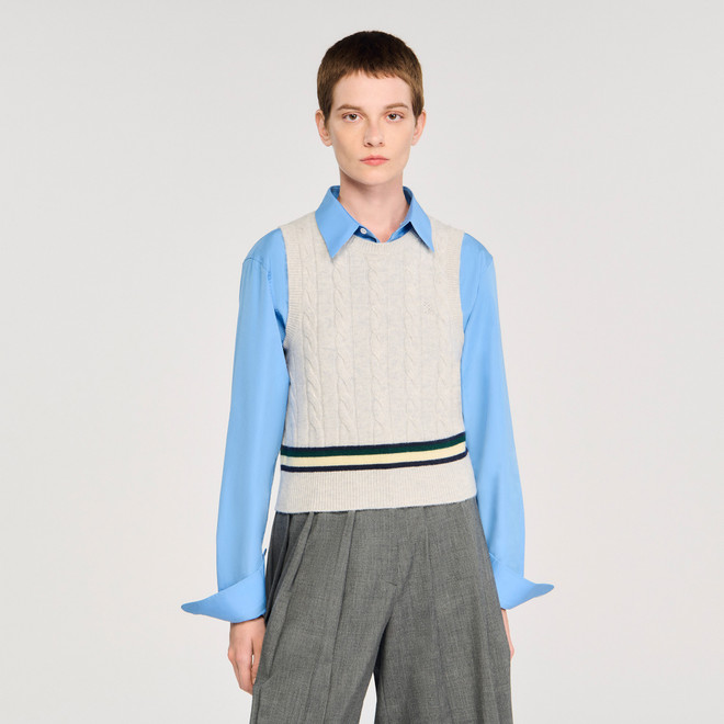 Sleeveless short jumper - Grey