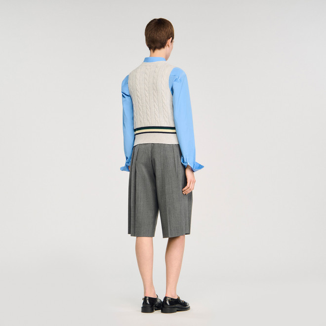 Sleeveless short jumper - Grey