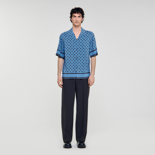 Square Cross motif flowing blouse - Navy