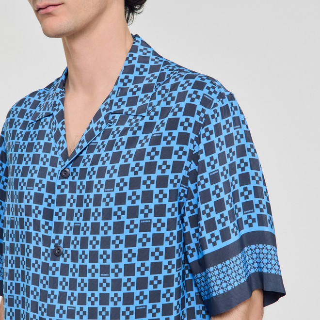 Square Cross motif flowing blouse - Navy