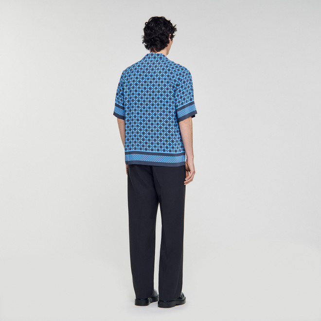 Square Cross motif flowing blouse - Navy