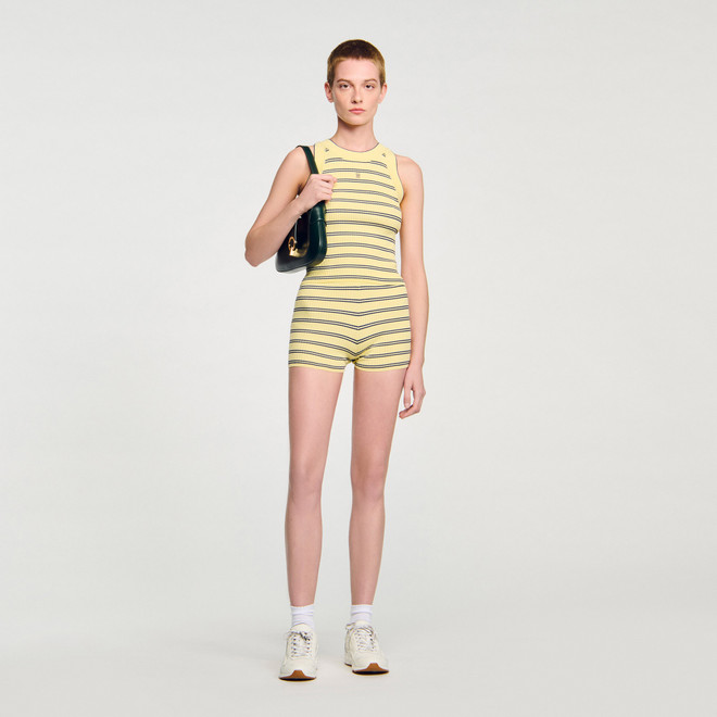 Striped knit vest top - Yellow