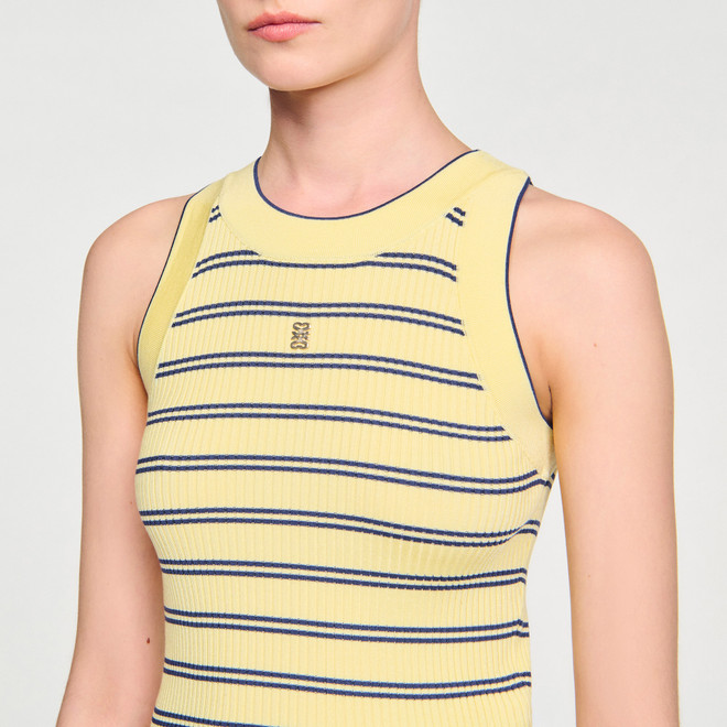 Striped knit vest top - Yellow