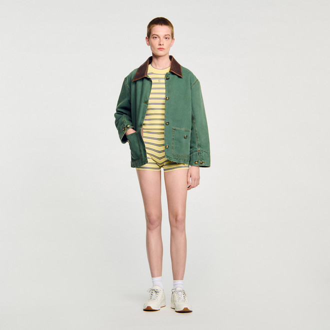 Striped knit shorts - Yellow