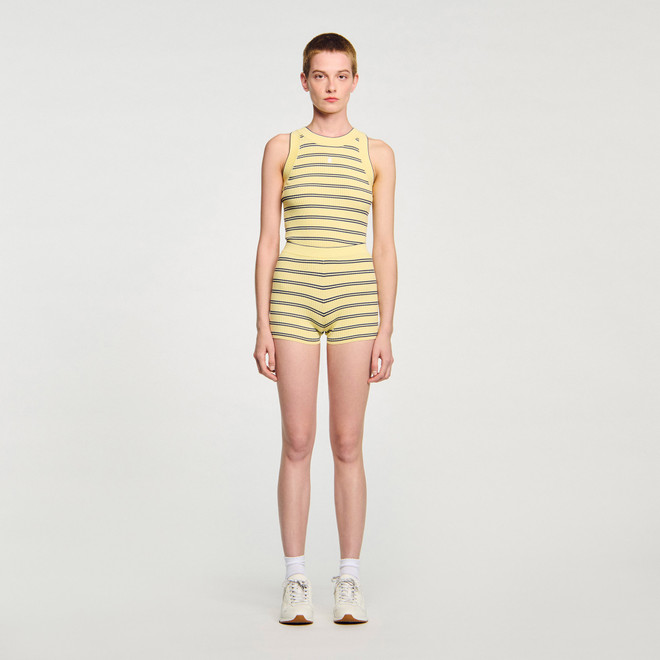 Striped knit shorts - Yellow