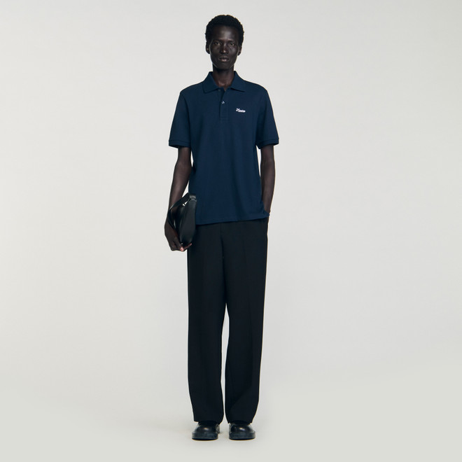 Cotton piqué polo shirt - Navy