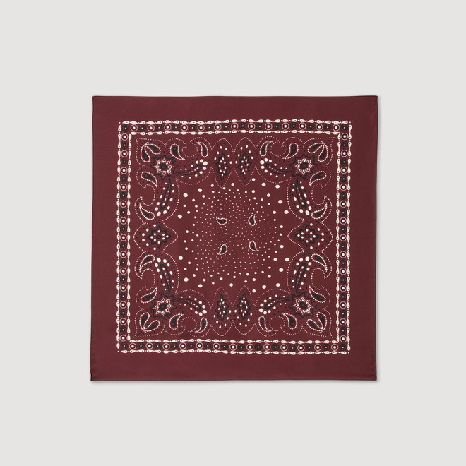 Silk bandana print scarf - Bordeaux