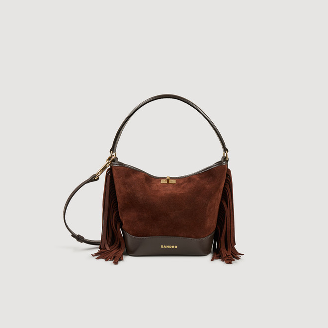 Fringed suede TANGOSO bag - Brown