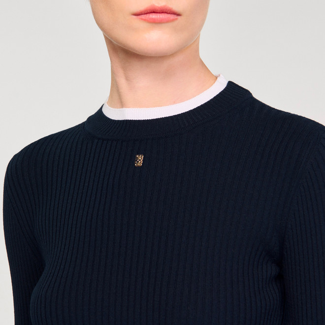2 in 1 mixed wool jumper - Navy