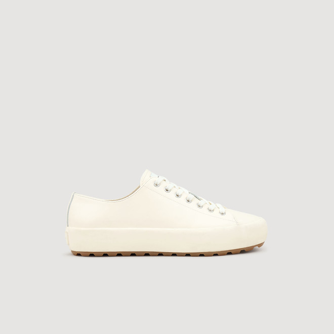Low top split leather trainers - White