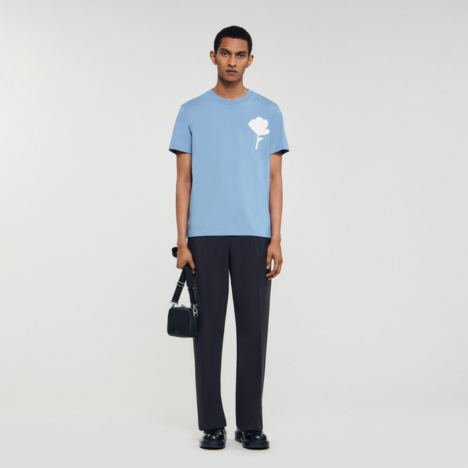 Tshirt with flower patch - Blue.