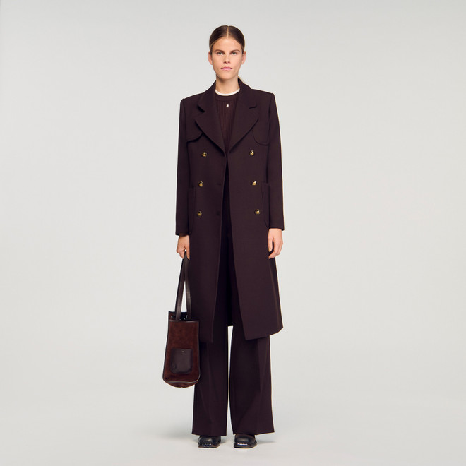 Long double breasted coat - Brown