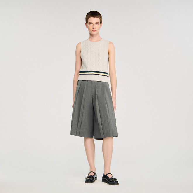 Pleated long shorts - Grey