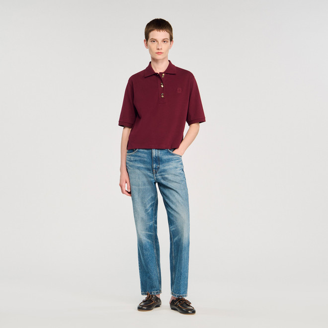 Polo shirt with decorative buttons - Bordeaux