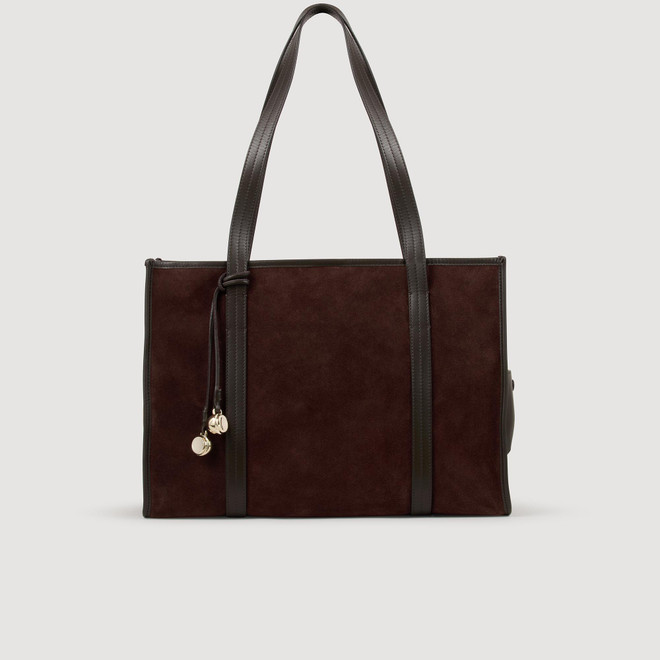Soft suede tote bag - Brown