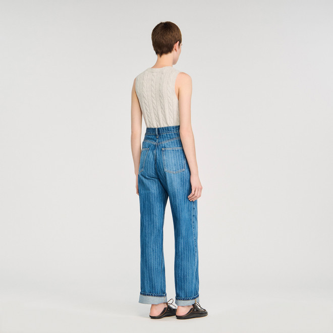 Wide leg striped jeans - Blue