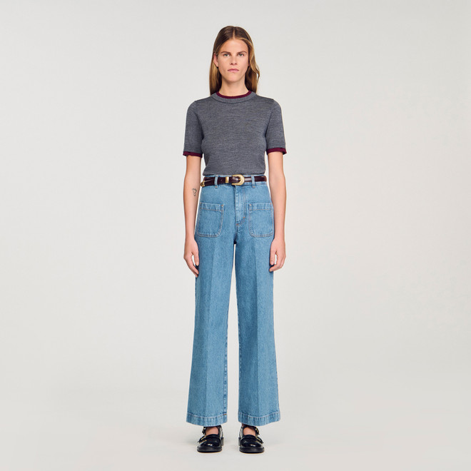 Two tone cropped jumper - Grey