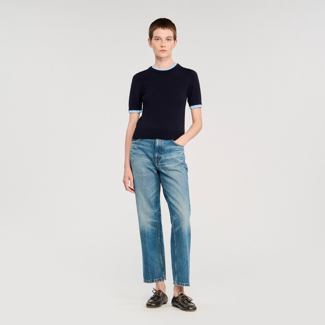 Two tone cropped jumper - Navy