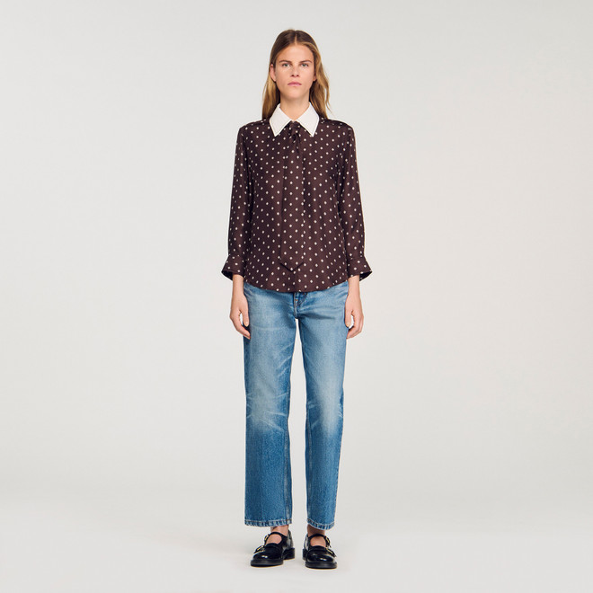 Floaty tie print shirt - Brown