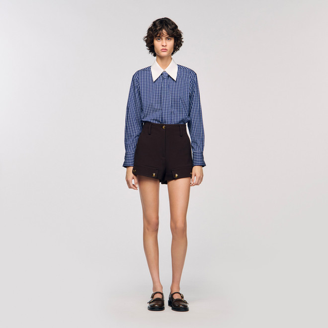 Check shirt with tie - Blue