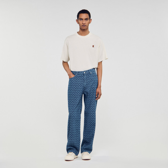 Rope pattern baggy jeans - Denim