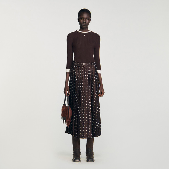 Scarf print maxi skirt - Brown