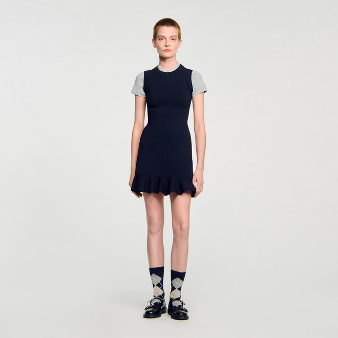 2 in 1 short knit dress - Navy