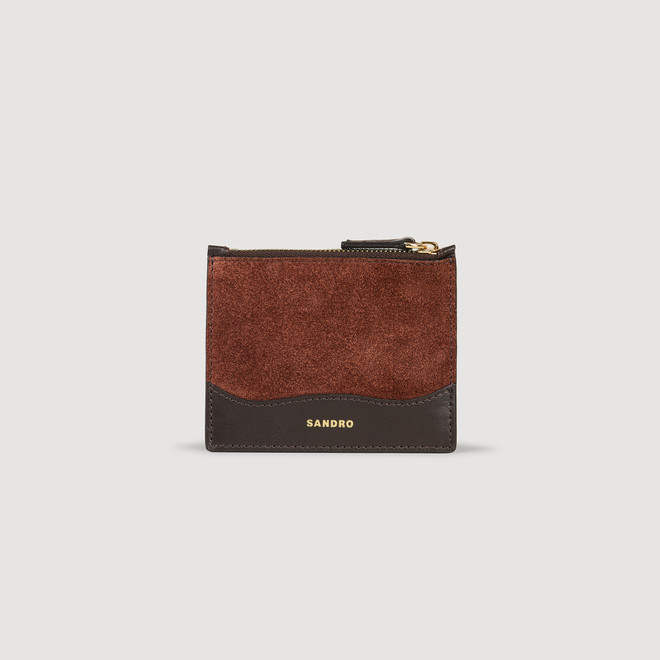 Leather and suede cardholder - Mahogany