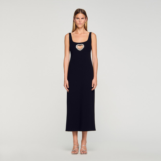 Rhinestone heart maxi dress - Black