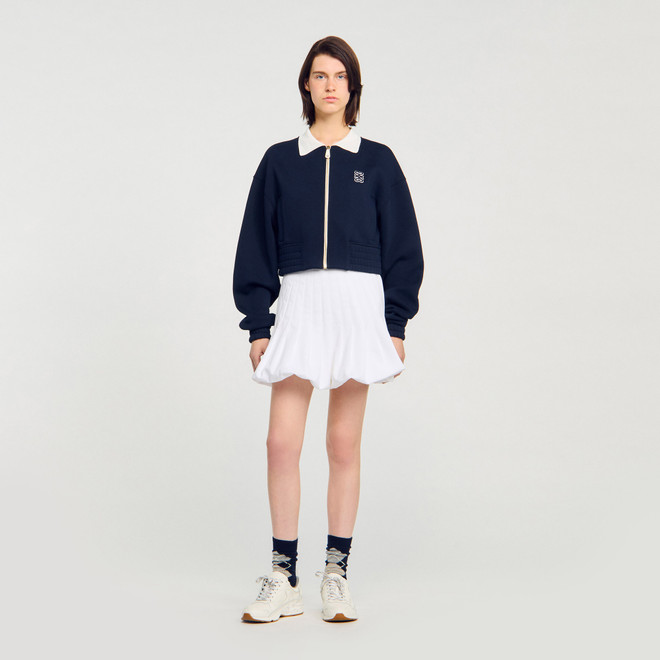 Cropped two tone sweatshirt - Blue