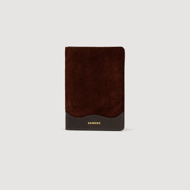 Leather and suede passport case - Brown