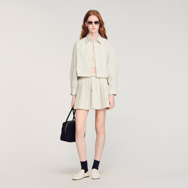 Striped rhinestone shirt - Ecru