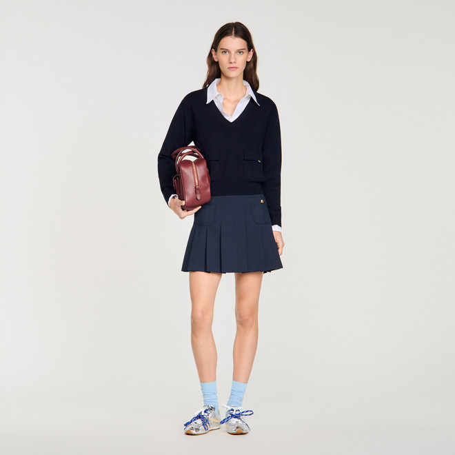 V neck wool jumper - Navy