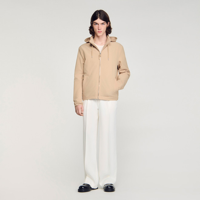 Hooded zip up jacket - Beige