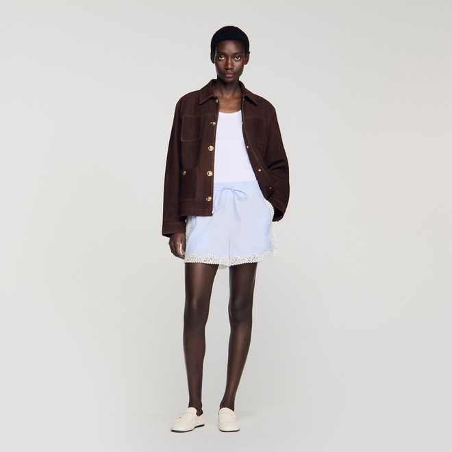 Lace detail shorts - Blue