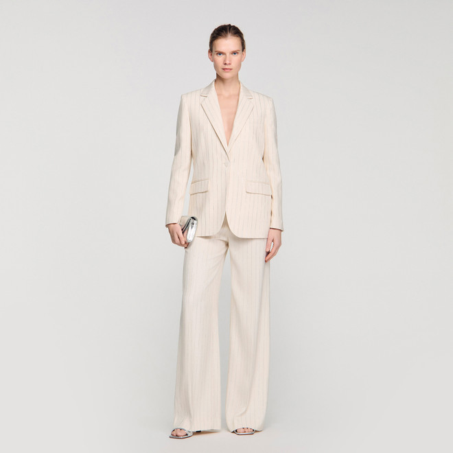 Striped tailored jacket - Ecru
