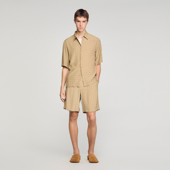 Link print floaty shorts - Green