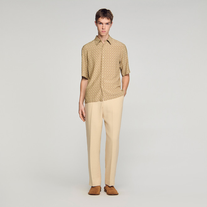 Link print loose fit shirt - Brown