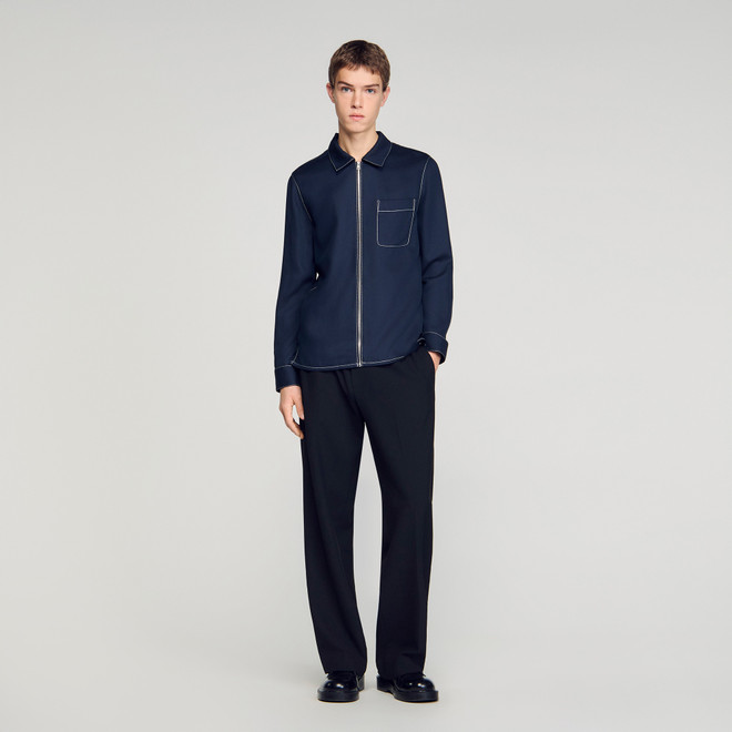Loose fit zip up shirt - Navy