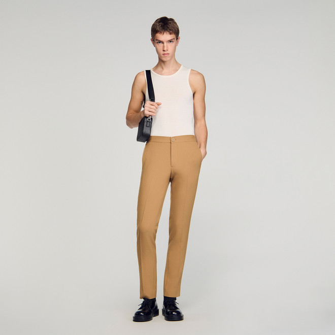 Straight leg jersey trousers - Beige