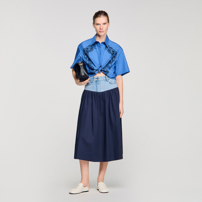 Embroidered and beaded shirt - Blue