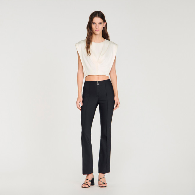 Pleat and zip trousers - Black